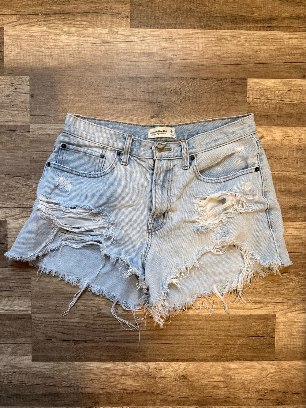 Abercrombie & Fitch Light Blue Ripped Denim Cutoff Shorts